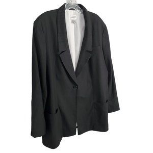 Chico's 3 Size XL Jacket Blazer Menswear Inspired Pinstripe Lined Pockets Black
